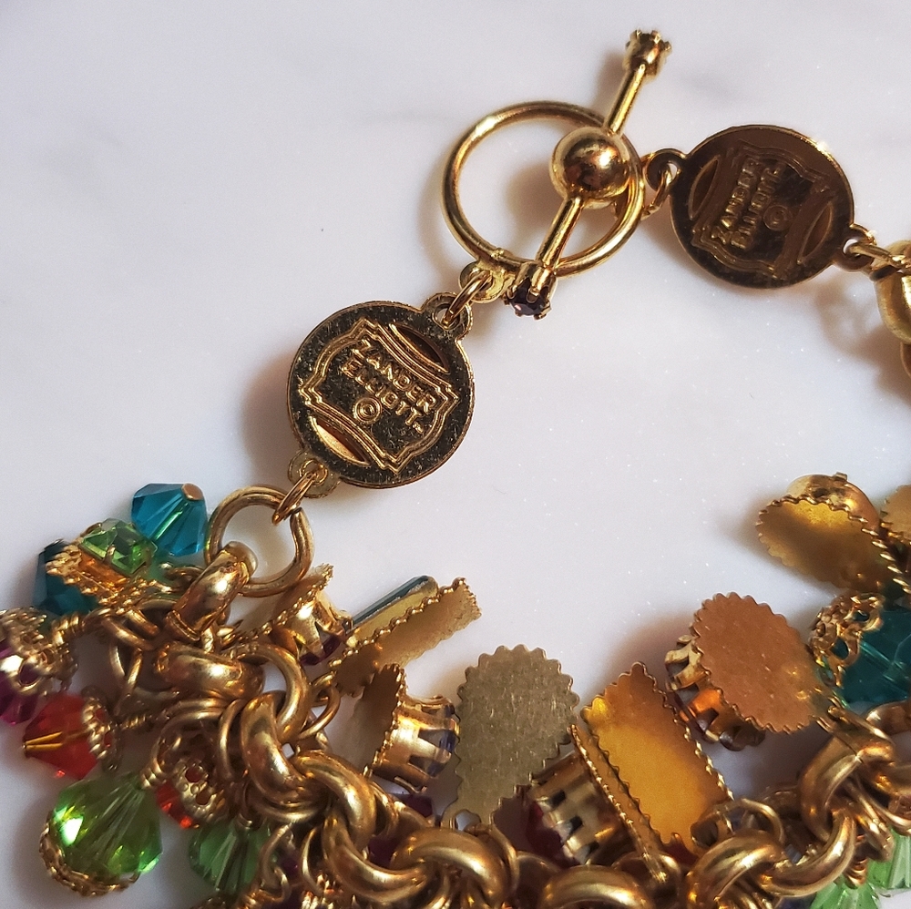 Vintage Zander Elliott Lunch At The Ritz rainbow gem charm bracelet - Picture 6 of 12